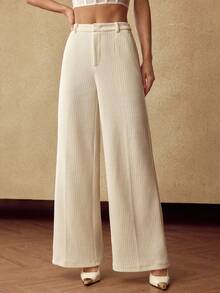 MOTF PREMIUM WOMEN'S CHENILLE CORDUROY WIDE LEG STRAIGHT PANTS, AUTUMN/WINTER - Beige - View 2