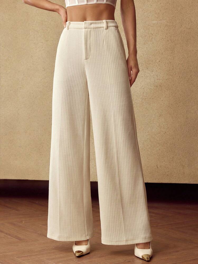 PANTALONES RECTOS DE PATA ANCHA DE PANA DE CHENILLA PARA MUJER, OTOÑO/INVIERNO