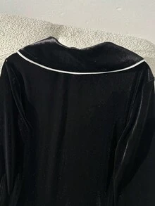 GlowEve 女式法式小众修身撞色黑色彼得潘领开衫和喇叭天鹅绒裤，秋冬 - 彩色 - 查看 3