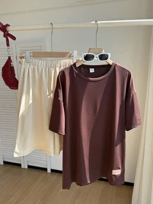 SHEIN 青少年男孩休闲舒适长袖连帽衫和裤子套装