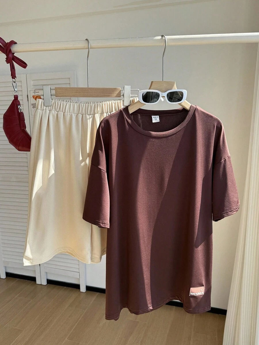 SHEIN 青少年男孩休闲舒适长袖连帽衫和裤子套装