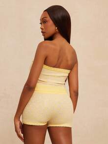 NYA SZN Pantaloncini corti, mini, in maglia, per spiaggia, estate, piscina, vacanza, casual, quotidiano, uscite, eleganti, chic, in tonalità pastello, per donna - Giallo - Visualizzare 6