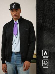 Manfinity Homme 男士休闲百搭羊毛开衫，秋冬 - 黑色 - 查看 3