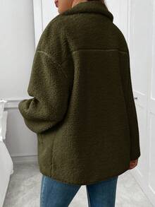 SHEIN Maternity Solid Color Drop Shoulder Long Sleeve Casual Fashionable 3-In-1 Jacket Plus Size Jackets Fall Clothes For Women Sweaters For Women Cold Weather Clothes Women Maternity Clothes Fall Winter - Army Green - View 2