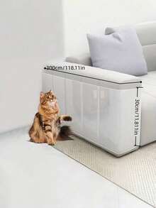 1PC PVC Cat Scratch Deterrent Tape Pet Scratch Resistant Sticker Transparent Furniture Protector Self Adhesive Sofa Guard For Cotton Wood Fabric Hot Water Clean Reusable Pet Supply Cat Essentials - Clear - View 10