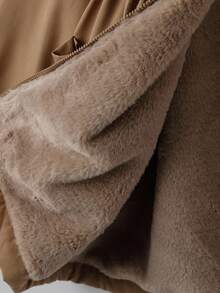 SHEIN Clasi Parka à capuche doublée de fourrure de lapin, style décontracté, grande taille