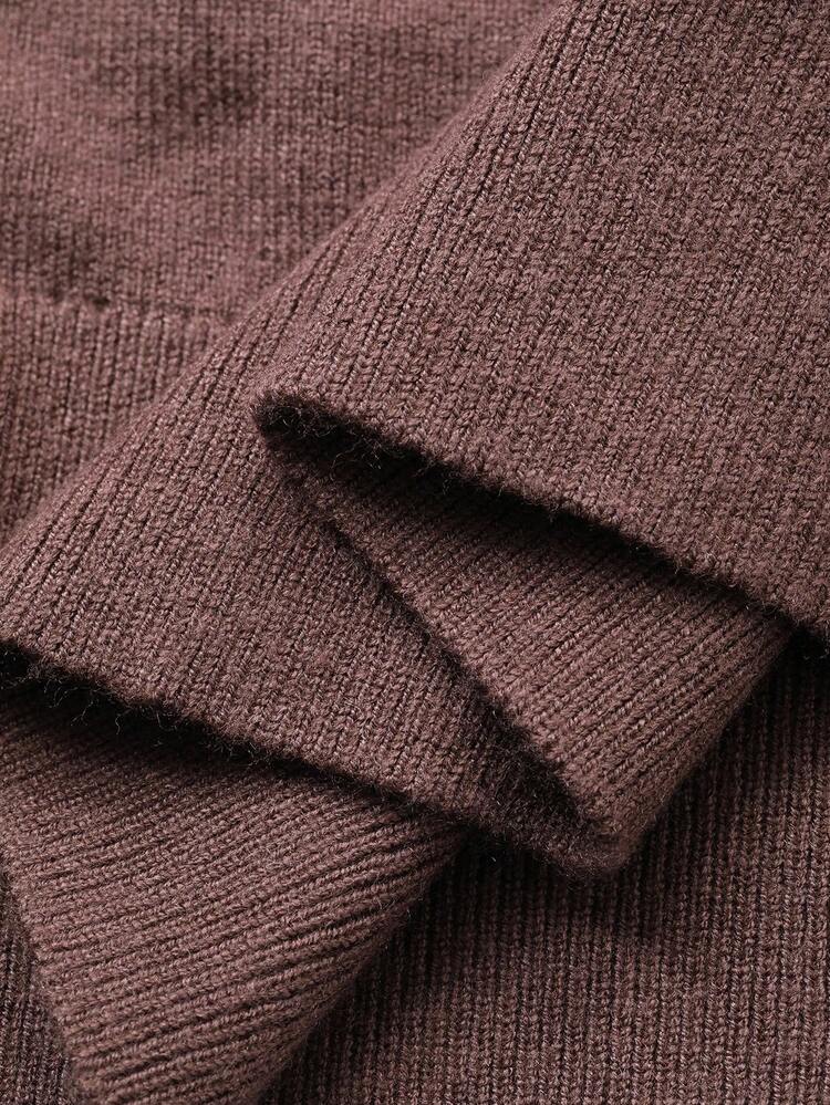 Women's Solid Color Off Shoulder Long Sleeve Fitted Elegant Knit Dress, Autumn/Winter Sweater Dress