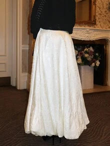 Glamine Charm Elegant White Autumn Women Skirt,3D Embossed Floral Vintage Textured Long Tulip Hem,Bride Reception Party Dining Skirt For Casual Occasions - White - View 4