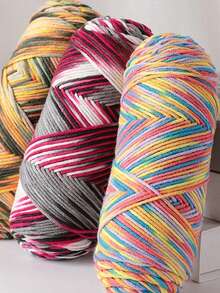 Sợi nhuộm tie-dye nhiều màu, độ dày trung bình, trọng lượng 200g, thích hợp để đan, móc, làm áo len ấm áp, khăn quàng cổ, áo khoác, khăn choàng, áo khoác ngoài, đồ thủ công mỹ nghệ, chăn, v.v. Vào mùa thu/đông, 1 cuộn = 2 quả = 200g - Nhiều màu - Xem 6