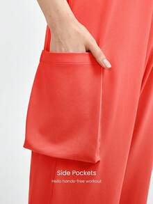 GLOWMODE CloudKnit Oversized Twisted-Back Jumpsuit With Side Pockets Daily Casual - Orange - View 4