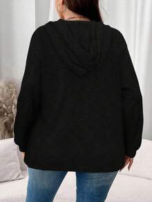 EMERY ROSE Damen Oversize Kapuzenpullover mit Kordelzug und Knopfverschluss aus Waffelstoff, lässig, Herbst & Winter Hoodies Weihnachtsoutfit für Frauen