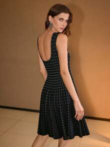 MOTF PREMIUM JACQUARD SWEATER TANK DRESS - Black and White - View 3