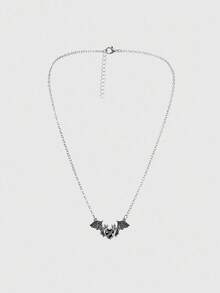 ROMWE 1 chiếc dây chuyền xương đòn hình dơi và trái tim phong cách Gothic, mặt dây chuyền phóng đại cổ điển, mặt dây chuyền hình trái tim bị giam cầm của quỷ dữ, quà tặng cho cặp đôi, dây chuyền Halloween - Dơi bị giam cầm - Xem 1