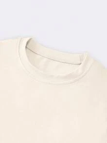 INAWLY 卡其色加大码女式修身圆领 T 恤 - 卡其色 - 查看 4