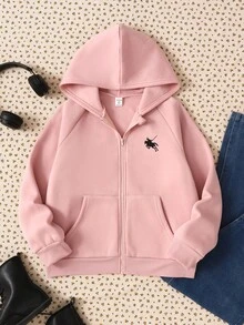 Tween Girl Grey Solid Color Hooded Sweatshirt Autumn Winter Clothes For Girl - Baby Pink - View 3
