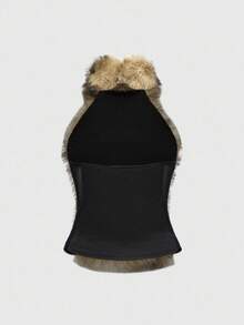 ROMWE Grunge Punk Y2K 渐变色毛茸茸拼布透视网眼性感紧身吊带背心 - 彩色 - 查看 2