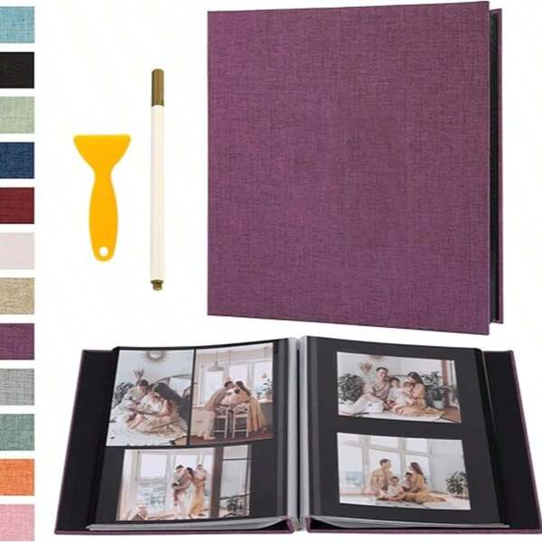 1 Album sổ lưu niệm tự dính có trang từ tính, Album ảnh 4x6, 5x7, 8x10, Sổ vẽ kèm bút kim loại, Thích hợp làm quà tặng, Gia đình, Đám cưới, 11x10,6 inch, 40 trang, Quà tặng sinh nhật, Tốt nghiệp màu trắng