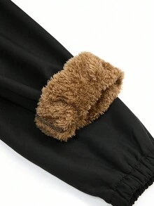 GlowEve 女式休闲抽绳腰带连帽夹克，带保暖衬里，秋冬 - 黑色 - 查看 5