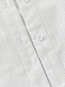SHEIN MOD Áo sơ mi dài tay kẻ sọc thanh lịch dành cho nữ cỡ lớn, áo kiểu ôm eo tay phồng, phù hợp cho công sở, mặc thường ngày, áo sơ mi buộc dây, áo sơ mi và áo kiểu nữ, áo kiểu trắng, áo kiểu chuyên nghiệp, áo sơ mi thắt nơ. - trắng - Xem 4