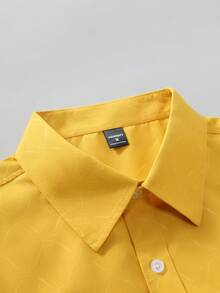 Calvornis Men Button Down Long Sleeve Slim Fit Business Formal Dress Shirt, Business Casual Shirt For Wedding, Fall, Ceremony - Yellow - View 5