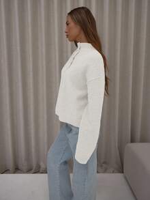 MUSERA Áo khoác cardigan dài tay cổ cao, mềm mại, bồng bềnh, thanh lịch, dễ thương, gợi cảm, thích hợp cho tiệc tối, đi chơi, mùa xuân, đi nghỉ mát. - trắng - Xem 4