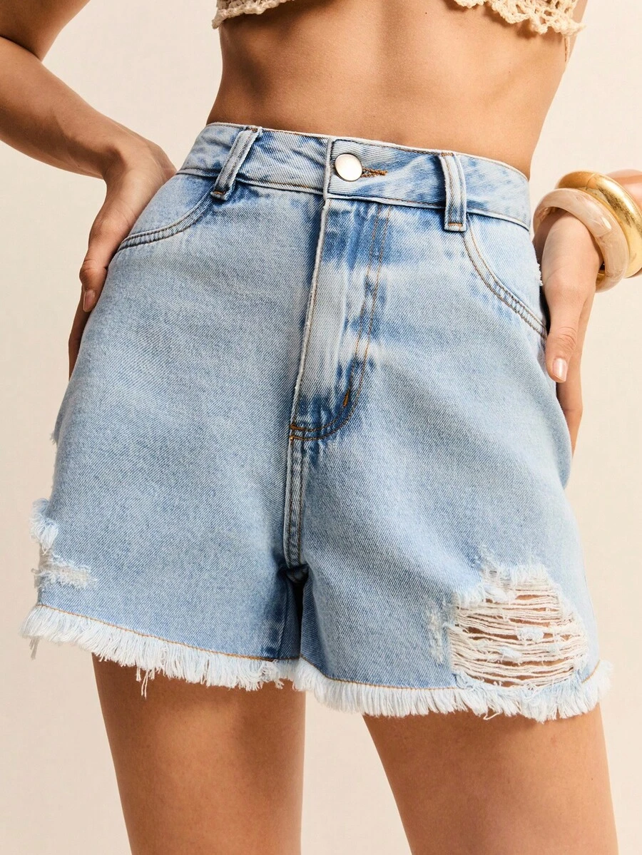 Daynim Women Denim Shorts - Rửa trung bình - Xem 1