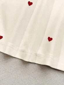 Resyla 新品畅销心形图案女式T恤，米色 - 杏色 - 查看 3