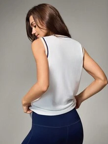 Hanevo Women's Autumn/Winter Bestselling Colorblock Striped Casual Sports Tank Top - Multicolor - View 2