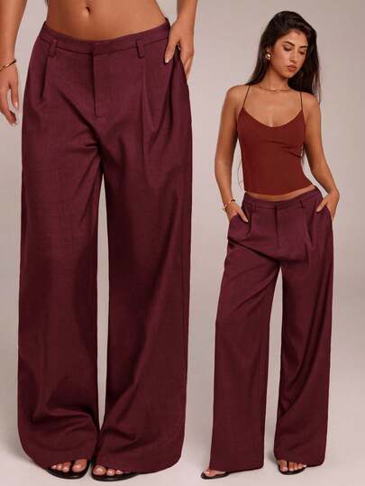 SHEIN Forever 21 Red Suit Trousers Fall/Autumn/Winter/Back To School/Going Out/Birthday/Halloween Costumes/Casual/Y2k/90S/Sexy/Western Wear/Boho/Club/Office /Cocktail/Vintage/Rave Festival/Funny/Classy/Old Money/Streetwear/Vacation/Country Concert/Work/Modest/National Day New Year Party Going Out/Graduation
