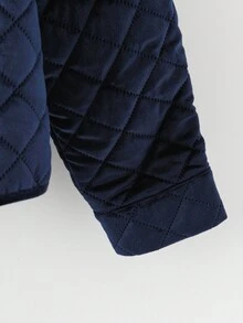 SHEIN Clasi Plus Size Elegant Solid Color Diamond Patterned Cropped Jacket,Women's Winter Coat,Keep Warm,,Work Wear,Office Attire,Business Professional - Navy Blue - View 6