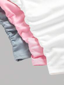 SHEIN Girlism Set de 3 camisetas de manga larga con cuello redondo y fruncido de unicolor para adolescentes - Multicolor - Ver 7