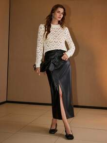 MOTF PREMIUM POINTELLE KNIT ROUND NECK SWEATER