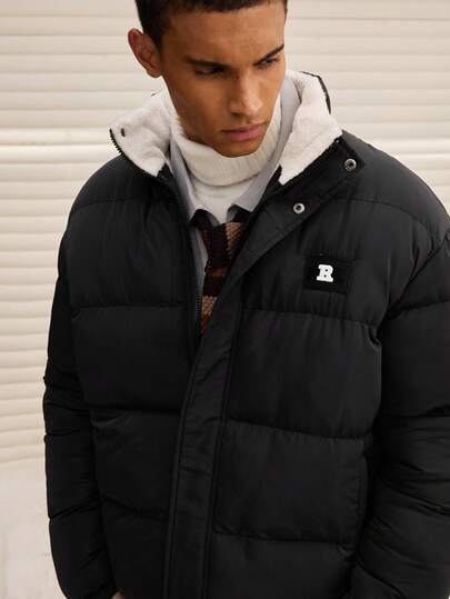 SWAVVY 男士冬季休闲经典字母刺绣高领保暖加厚外套