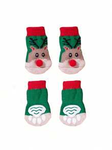 PETSIN 1 Pair Of Pet Christmas New Year Anti-Slip Socks, Christmas Anti-Slip Paw Pads, Anti-Slip And Stain Resistant, Dog Socks Christmas Supplies