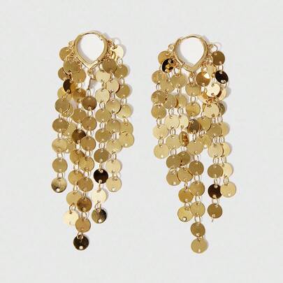 SHEIN BAE 1คู่ ต่างหูห้อยรูปหัวใจสไตล์วินเทจหรูหรายาวพร้อมมิกซ์แมตช์ง่ายสำหรับวันแห่งความรัก