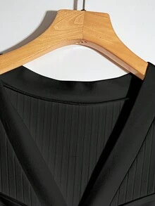 GlowEve Women's Pearl Button Decorated Black Long Sleeve T-Shirt - Black - View 3