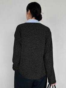 FRIFUL Women's Casual Everyday Work Commute Contrast Stripe Collared Single-Breasted Cardigan, Spring/Autumn Long Sleeve Top - Black - View 6