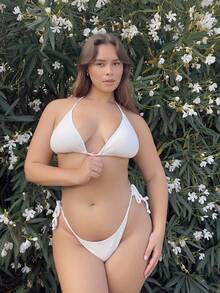 Nezia Cruz Summer Beach Women's Halter Neck Knot Side Fashion Bikini Set