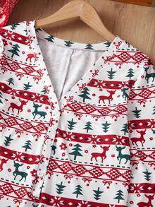 SHEIN 女士修身圣诞图案印花连体睡衣，冬季 - 彩色 - 查看 4
