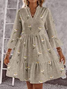EMERY ROSE Lässiges, vintage-romantisches, elegantes Kurzkleid mit Gänseblümchen-Blume Muster für Damen, geeignet für Herbst/Winter, passend für Ausflüge und Dates - Verschiedenfarbig - Übersicht 8