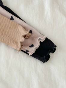 SHEIN 3 件套女婴优雅彼得潘领条纹长袖 T 恤，可爱时尚，适合居家、户外、度假和所有季节