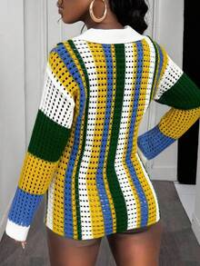 BamGleam 女士针织开衫 开襟袖 女士上衣 纽扣 半透明色 常规款式 性感派对度假 春夏款式 - 白色 - 查看 2