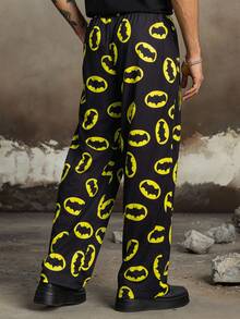 BATMAN X SHEIN Men's All-Over Print Slant Pocket Casual Sweatpants - Black - View 2