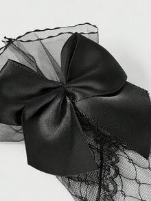 ROMWE Goth Luvas sem dedos decorativas de laço para festa, Dia dos Namorados tema Aranha - Preto - Visão 4
