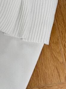 SHEIN Tall Damskie, jednokolorowe, swobodne, rozszerzane nogawki, elastyczna talia, modne i eleganckie białe spodnie dzianinowe, jesień/zima, wygodne ubrania na jesień i zimę dla kobiet