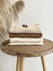 SHEIN 2pcs Baby Girls' Cute Ribbed Jumpsuit With 3D Floral Decor, Versatile For Autumn/Winter