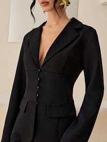 Bluhae 女士2025新款经典简约西装套装 - 黑色 - 查看 6