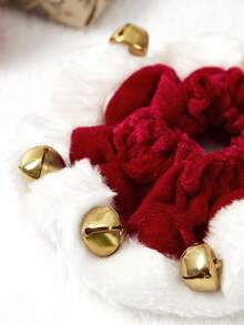 PETSIN 1件圣诞老人狗狗猫咪节日项链。趣味弹力宠物项圈配件，带铃铛。柔软项圈，带铃铛。 - 紅白色 - 查看 9