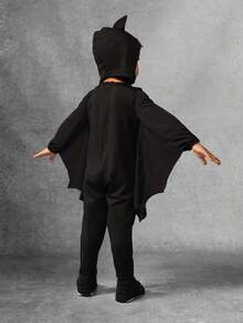 SUMWON Halloween Bat Costume For Kids Black Wing Jumpsuit With Purple Accents Holiday Party Dress Up Character Costume For Boys