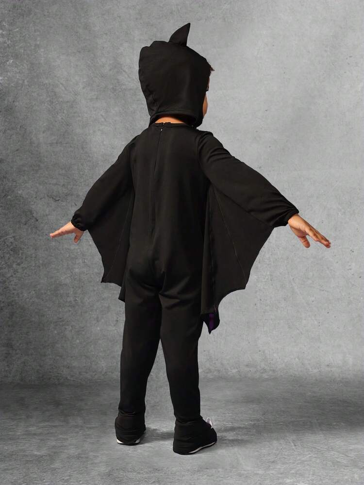 Halloween Bat Wing Jumpsuit With Hooded Cat Ears